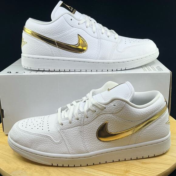 Jordan Other - Nike Air Jordan 1 Low Se White-Metallic Gold-White Womens Sz 11.5 [CZ4776-100]